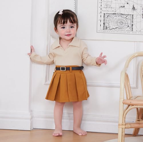 WZTYYDS Toddler Baby Girl Clothes 1T 2T 3T 4T Long Sleeve Ribbed Knit Tops Mini Skirts Set 2Pcs Fall Winter Outfits3