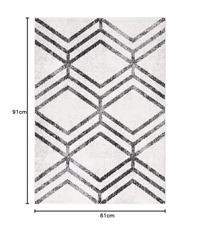 Safavieh Modern Geometric Indoor Woven Accent Area Rug, Adirondack Collection, ADR253, in Ivory/Charcoal - Image 2