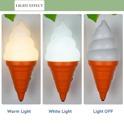 Image of Cute Ice Cream Cones Wall Sconce, Plastic Wall Light, Modern Children's Room Lighting for Children's Room Cafe in Orange