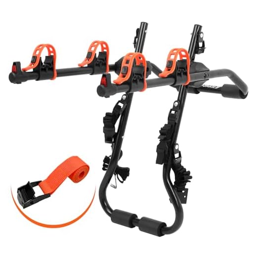 Soarify Sports Deluxe 2-Bike Trunk Mount Rack, Model SY-Trunk-BR, Black + Orange up to 70lbs Load (Trunk Bike Rack)