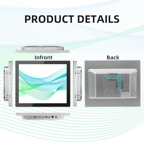 Image of 15 inch Aluminum Flat Embedded Industrial Touch Screen Monitor,HDMI /VGA /DVI Interface, Capacitive Touch Screen Monitor Supports 10 Points Touch,1024 x 768 @ 60Hz