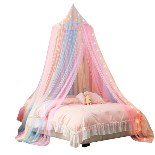 ELzEy Mosquitera Cama, Dosel Cama Arcoíris Niña, Grande Mosquitera Viaje para Cama Doble y Individual, Decoración de Dormitorio para Niñas, 141392