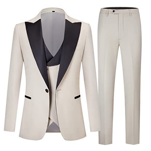 Slim Groom Smoking Hochzeit Mann Anzug 3 Stück Anzüge für Herren Schwarz Spitz Kragen Revers Anzug Rosa M – Bild 3