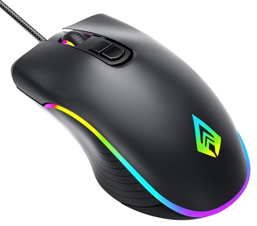 Image of archer Tech lab Recurve 200 Rubber Oil Finish Wired Gaming Mouse,Adjustable 12800 Dpi&7 Buttons,13 Color Breathing RGB,Gaming Sensor with 1000Hz Polling Rate,Compatible with Pc /Mac - Black