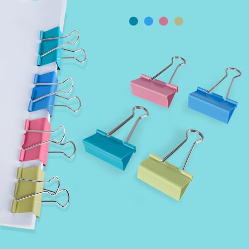 Image of Ufmarine Large Binder Clips 1.6 inch Length, (40 Pcs) Colorful Paper Clips Large for Office