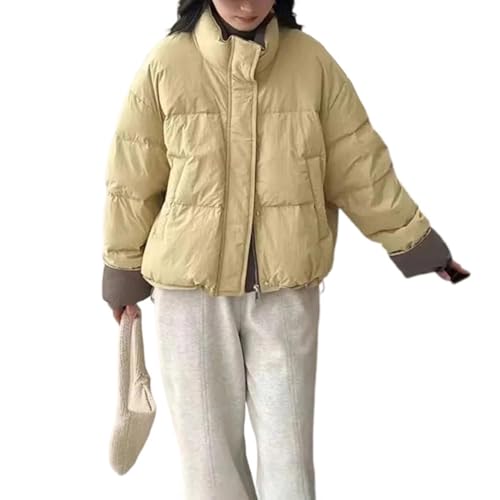 Doudoune courte femme col montant matelassé manteau d hiver couleur unie
