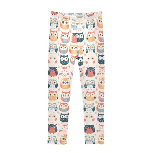KLL Cute Animal Pattern Cartoon Owls Toddler Girl Athletic Leggings Comfortable Full Length Lounge Pants Gym