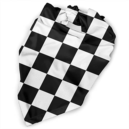 Leehbff Dog Bandana, Black White Race Checkered Flag Triangle Pet Scarf Bibs, Suitable For Puppies, Small, Medium, Large Dogs And Cats, Adjustable Pet Scarves., One Size #TOP1