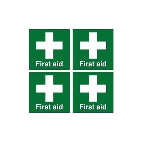 Pack of 4 First Aid Helmet Stickers 50 x 50 mm Self Adhesive Cover