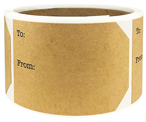 Natural Kraft Christmas Gift Tags to and from Present Stickers 2 x 3 Inch 100 Total Labels