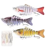 Lethra 3 Pcs Multi Jointed Pike Fishing Lures Set, 3D Lifelike Swimbaits with Sharp Hooks 15cm 23cm 30cm Wire Traces, Slow Sinking Artificial Baits for Freshwater Saltwater Fishing, Ideal for Pike