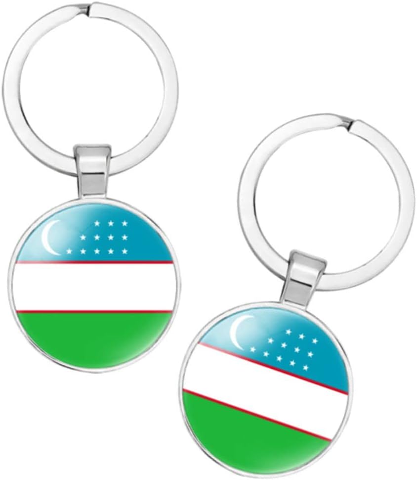 vmcoatdu Uzbekistan National Flag Key Chain Keyring Gift Men Women Keychain Stainless Steel and Inlaid Glass Materials - Image 4