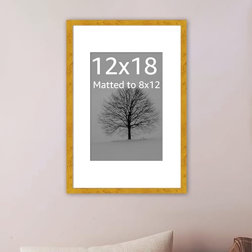 Image of Art Street Synthetic Document Large Size Wall Photo Frame, Set of 1 Big Frames For Wall Artwork, Certificates, Picture & Photographs Home Decor (12x18 Inch, Matted To: 8x12 Inch, Gold)