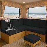 ZGDDPZA Funda Cojín Caravan & Camper Jacquard Elástico, Impermeable con 2 Correas Antideslizantes Multi‑Tallas para Asiento, Banco, Sofá (Negro,L65-95cm W 40-65cm)