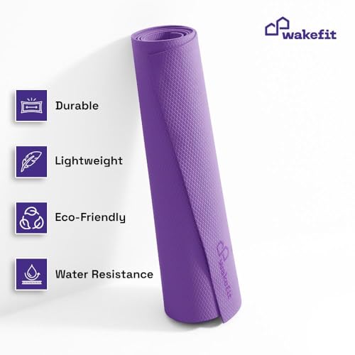 Image of Wakefit Yoga Mat | Anti Slip Single Layered | 72 X 24 inch | 4 mm Thick | Purple Asana | With Strap