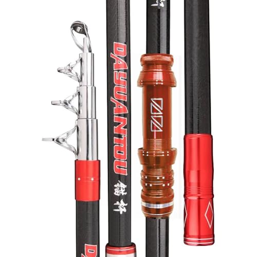 9-15Ft Telescopic Fishing Rod Carbon Big Game Portable Heavy Spinning Fishing Pole for Boat Saltwater Freshwater Surfcasting Baitcasting Rod Long Distance Throwing Fishing Rod (2.7M/9Ft)