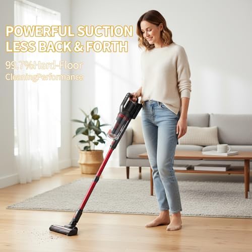 Cordless Vacuum Cleaner, Stick Vacuum with Tangle-Resistant Design, Up to 45 Minutes of Run Time, Powerful Suction, Rechargeable, and Versatile for Carpets, Hard Floors and More — view 3