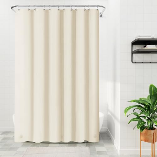 Image of Barossa Design Beige Long Shower Curtain Liner 78 inch Height - 3 Magnets & Waterproof Lightweight PEVA Shower Liner for Bath Tub, PVC Free, Metal Grommets, Beige, 72x78
