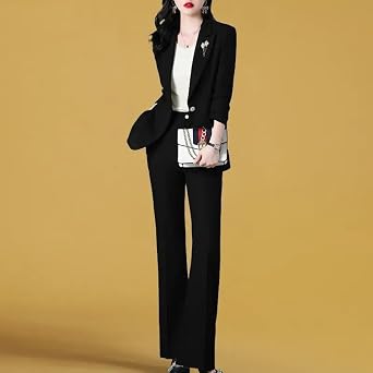 Women' Spring Autumn Suit Two Korean Elegant Casual Jacket Pants Matching Set