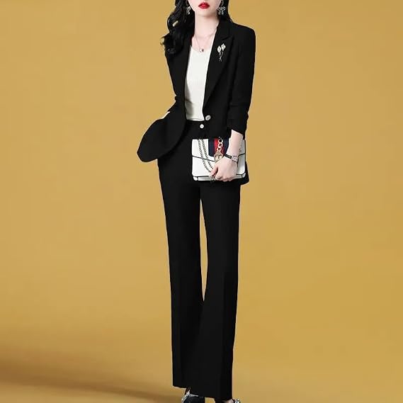 Women' Spring Autumn Suit Two Korean Elegant Casual Jacket Pants Matching Set