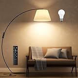 luckystyle Arc Floor Lamps for Living Room,Super Bright Extra Tall Floor Lamp with Remote Control Dimmable LED Bulb,Adjustable Hanging Lamp for Bedroom with Foot Switch Black