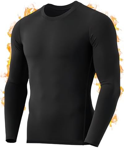 Men's Thermal Compression Shirts, Long Sleeve Fleece Lined Base L...
