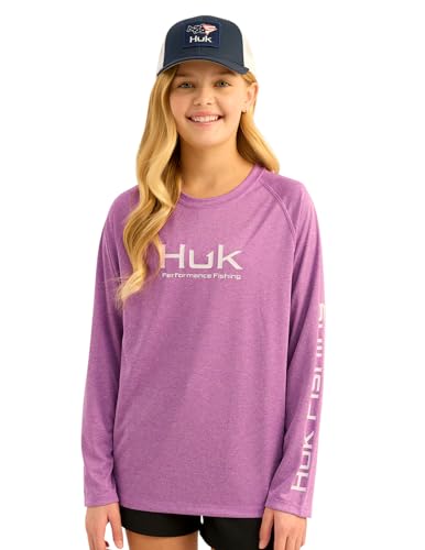 Image of HUK Boys Pursuit Solid Long Sleeve Shirt, Fishing Shirt for Kids