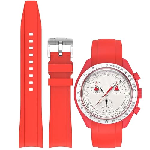 Niziruoup Correa para Reloj Omega x Swatch MoonSwatch de 20mm Correa de Repuesto de Silicona Goma Correa Curva sin huecos, Pulsera de Repuesto de Reloj de Caucho 20mm 22mm