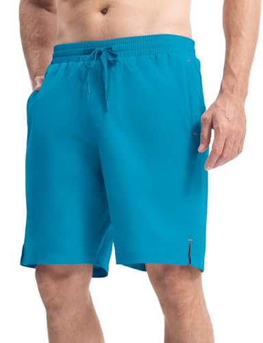 TBMPOY Men's Swim Trunks 9" Quick Dry Board Shorts Mesh Lining Bathing Suit Swimming Beach Swimwear Zipper Pockets Blue XX-Large