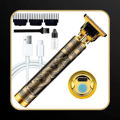 Máquina Profissional Dragão Acabamento Sem Fio Cabelo Barba Pezinho Personalizada Com Limitador de L