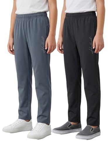 Image of HELLCAT Boys Track Pant Casual Wear | Regular Fit Solid Jogger Style | Cotton Blend Fabric | Comfortable, Play & Sports | Pack of 2
