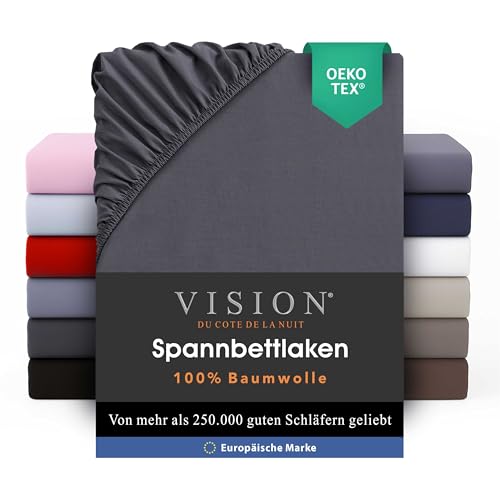 Amazon Basics - Spannbetttuch, Jersey, Anthrazit - 90 x 200 cm 8 Vision - Spannbettlaken 160x200cm - Anthrazit - 100% Baumwolle