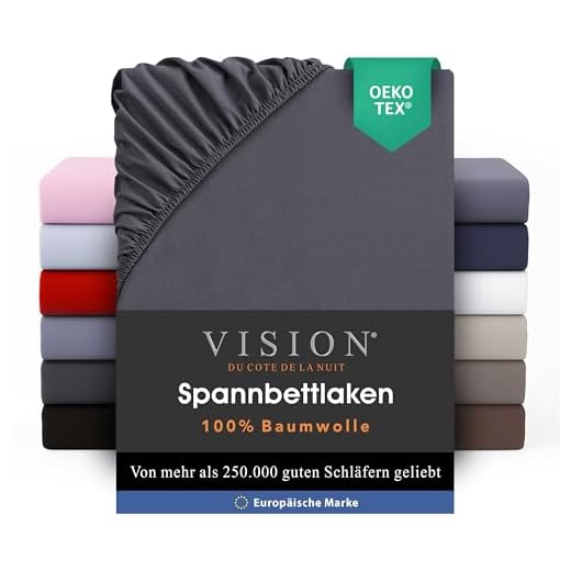 Vision - Spannbettlaken 160x200cm - Anthrazit - 100% Baumwolle