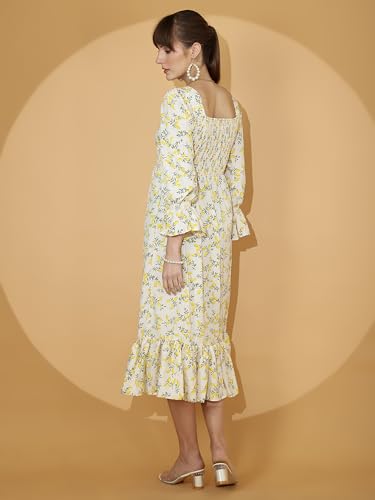 Image of Sheetal Associates Women's Casual Flared Sleeve Crepe Floral Fit and Flare Dress