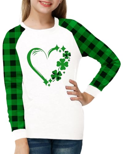 Image of Remimi Girls Thanksgiving Shirts Buffalo Plaid Raglan Tee Cute Turkey Holiday Party Long Sleeve Tshirt 5-14 Years