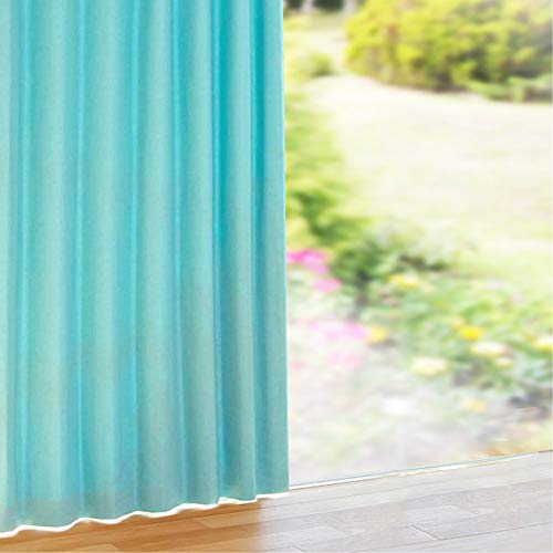 遮光 カーテン 遮光カーテン 1枚 + アジャスターフック + カーテンタッセル ターコイズブルー 幅150×丈200cm カーテン単品