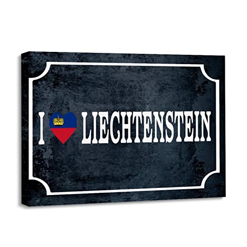 Peinture à l'huile sur toile Liechtenstein souvenir de voyage encadré