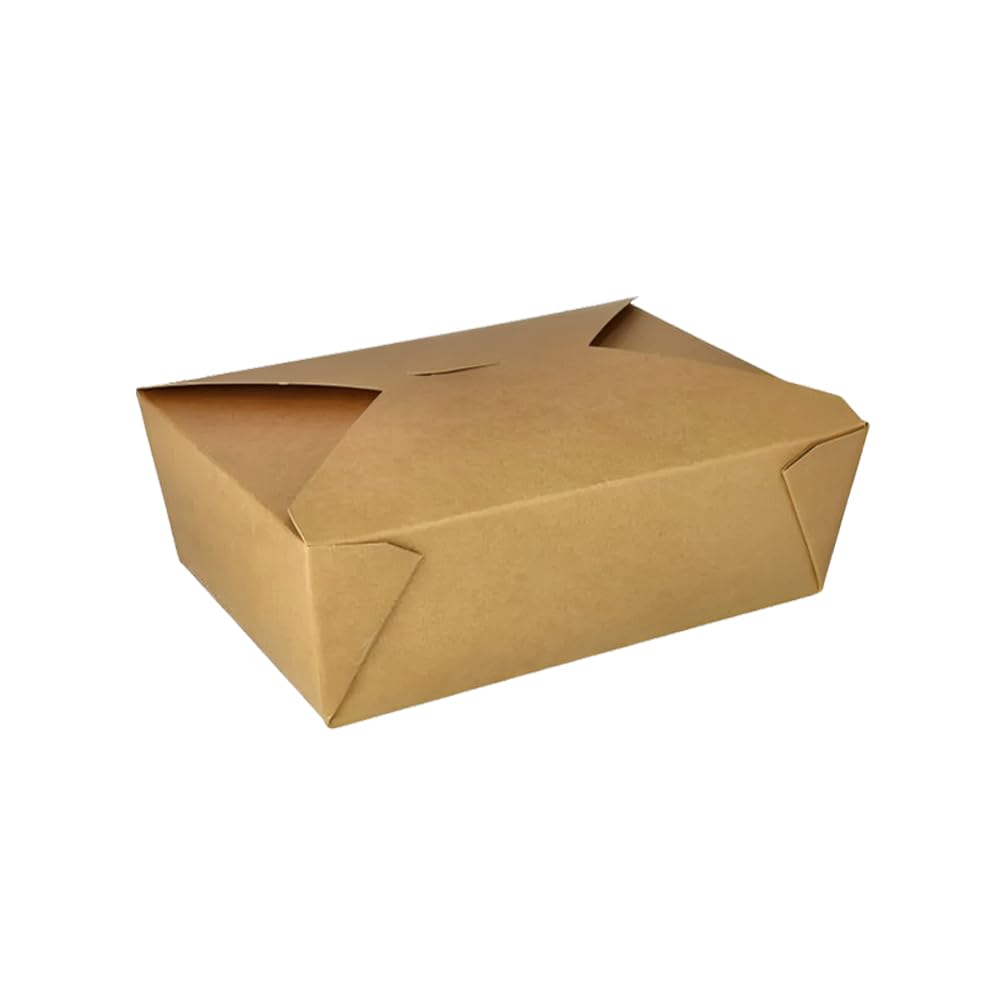 Générique 160 scatole pasto americane in cartone Kraft marrone 3000 ml – Contenitori alimentari ecologici con chiusura a patta – ideali per piatti da portare, ristoranti e catering