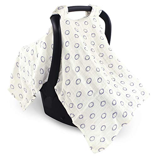 Image of Hudson Baby Unisex Baby Muslin Cotton Car Seat and Stroller Canopy, Football, One Size