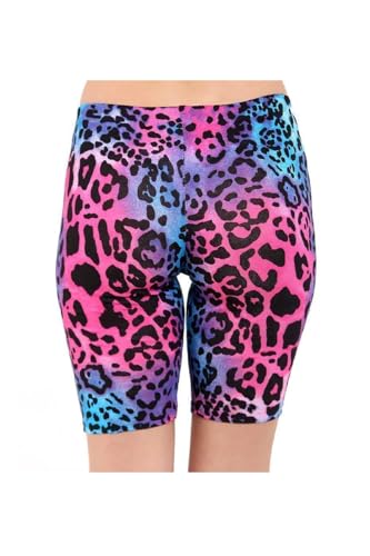 Gum & Berries Girls Cycle Shorts Fashion PE Casual Wear Gym Sports Plain Stretch Fitness Neon Multi Colour Leopard 5-6 Years