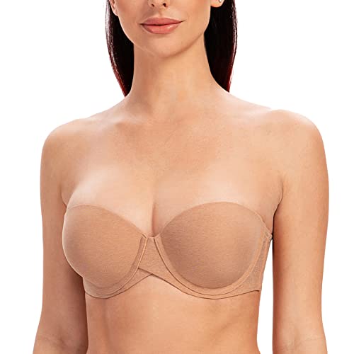 Image of MELENECA Women's Push Up Strapless Bra Padded Underwire Stay Put Lift