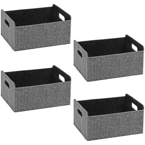 Mocifa 4 Piezas Caja Almacenaje Fieltro Cesta Almacenaje Ropa Armario Plegable 31 x 25 x 15 cm Caja de Almacenamiento de Fieltro Cestas Organizadoras Ropa para Armarios Estanterías Casa Oficina (Gris)