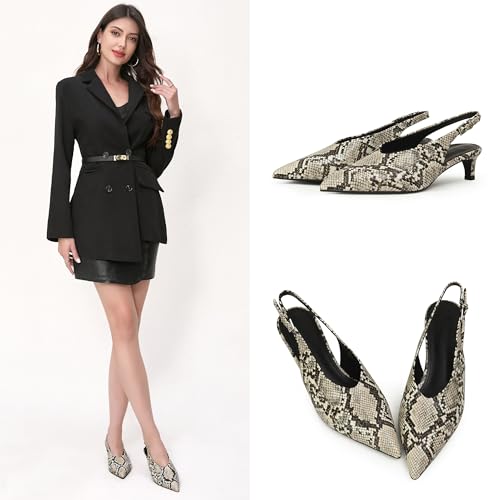 iiimmu Slingback Heels for Women Closed Toe 2 IN Kitten Heels Pointed Toe Women Pumps Low Heel Dress Shoes Faux Leather3