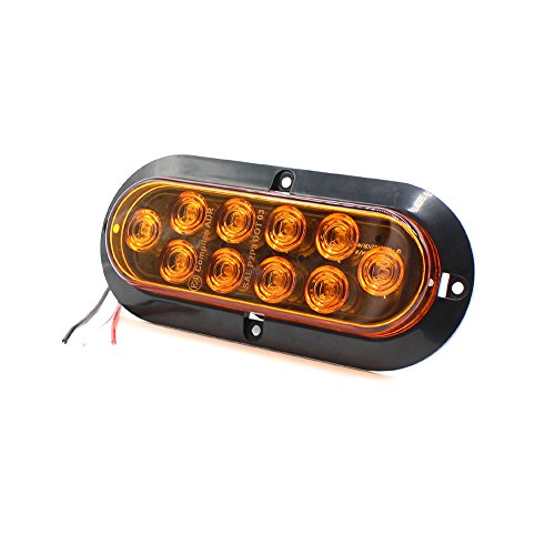 TMH (Pack of 2) 6 Inch 10 LED Surface Mount Oval Amber Turn Signal Side Marker Tail LED Light for Truck Trailer Trail Bus 12V DC