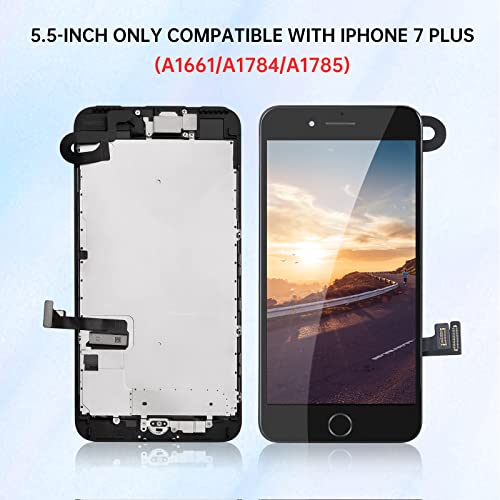 Screen Replacement For Iphone 7 Plus With Home Button, Cykjgs 5.5" Lcd Display Digitizer Frame Assembly With Front Camera, Ear Speaker, Proximity Sensor And Full Repair Tools Kit For A1661 A1784 A1785 #TOP3