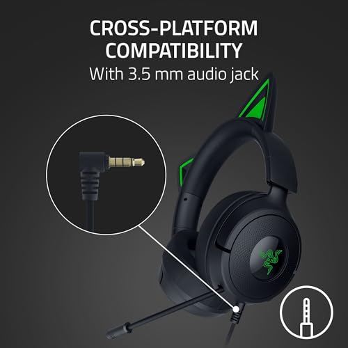 Image of Razer Kraken Kitty V3 X Wired Gaming Headset: Kitty Ears - HyperClear Cardioid Mic - 40 mm Drivers - 7.1 Surround Sound - Comfy Ear Cushions - Cross-Platform via 3.5mm PC, PS5, Xbox, Switch 2 - Black