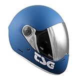 TSG - Pass Pro Full-face Helmet w/Two Visors | Performance Helmet for Downhill Skateboarding, E-Skating, E-Onewheeling, Longboarding | Compact, Aerodynamic | Scratch Proof Visor, Matt Blue, Medium