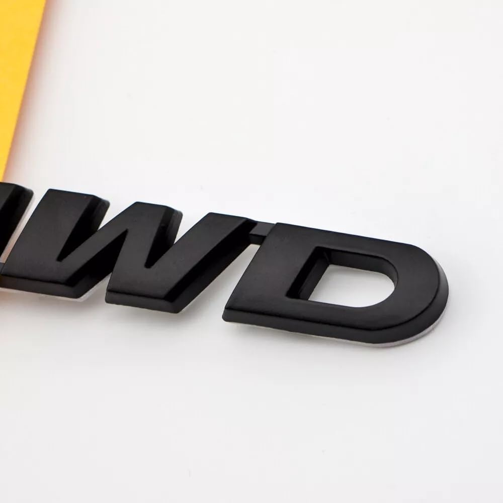 2pcs Metal Small AWD Emblem All Wheel Drive Logo Side Tailgate Wing 4wd Badge (Matte Black)