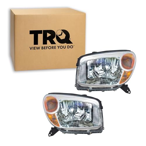 Image of TRQ Headlight Assembly Set TO2518103 TO2519103 Compatible with 2004-2005 Toyota RAV4