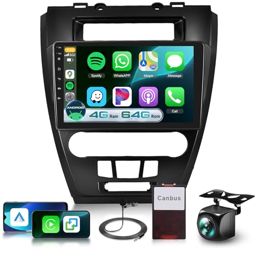 4G+64G Car Stereo Radio for Ford Fusion Mondeo Mustang 2009-2012 with DSP Wireless Carplay Android Auto 10 inch 1280P Touch Screen Bluetooth 5.0 Android 13 FM/RDS GPS WiFi Backup Camera